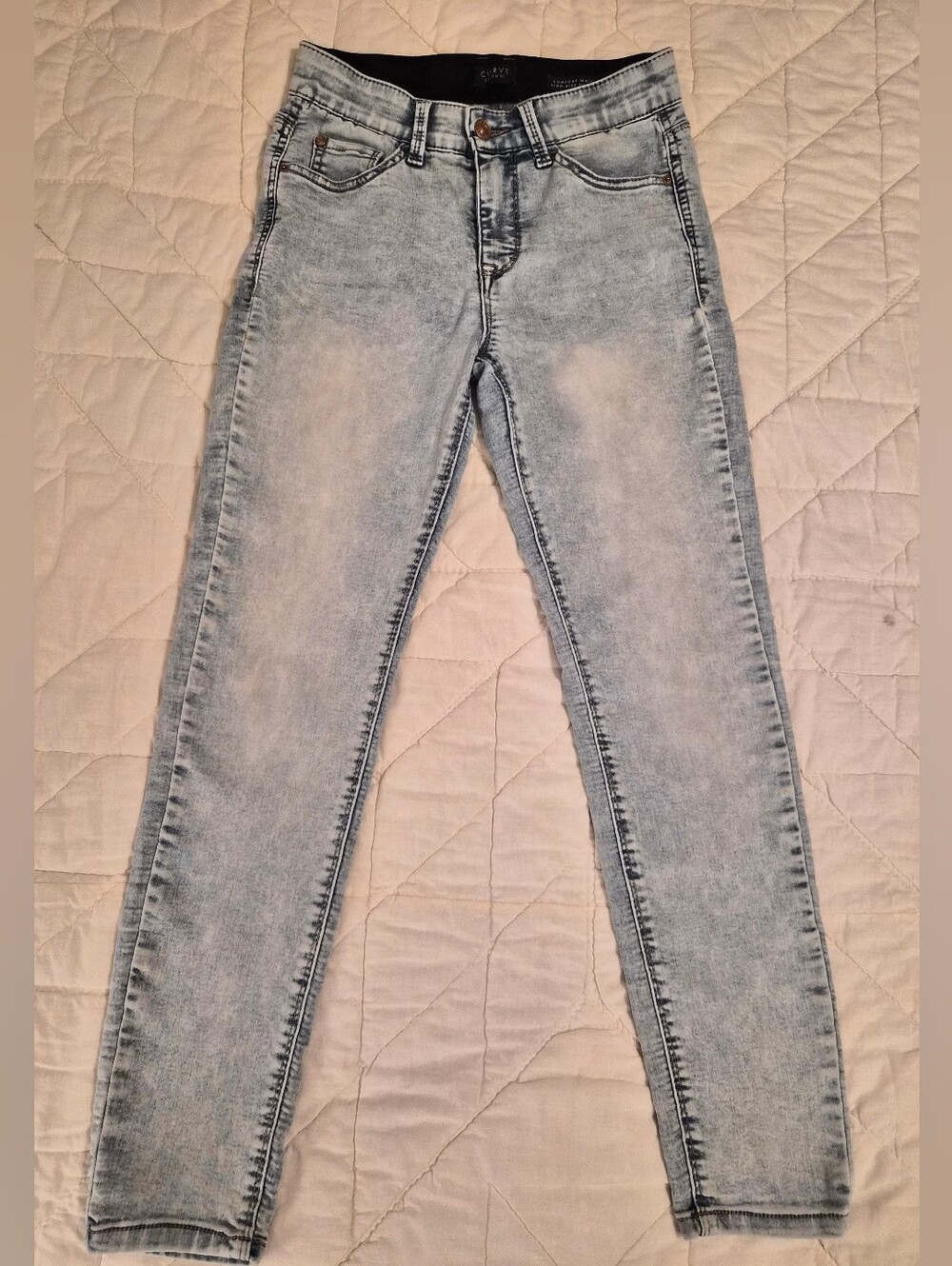 Curve Appeal Stonewashed Skinny Jeans w/ Comfort Waist-Size 2/26